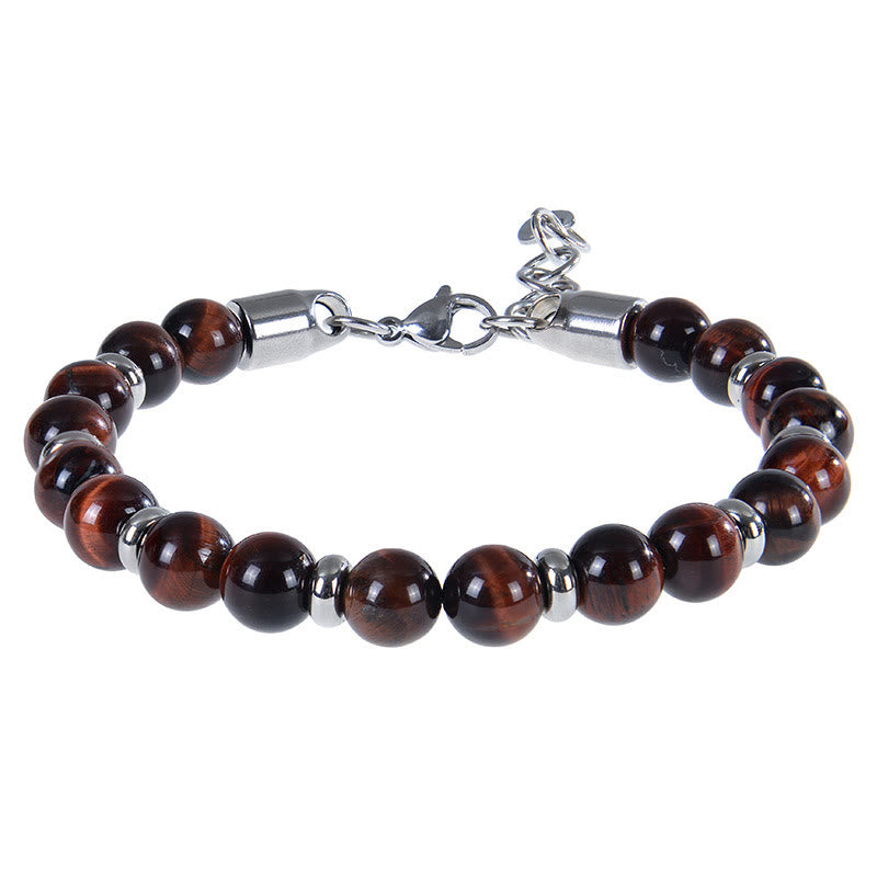 Pulsera protectora con varias cuentas de piedra natural de ojo de tigre y Buddha Stones - Ojo de tigre rojo (circunferencia de la muñeca: 17-20 cm) - image 15