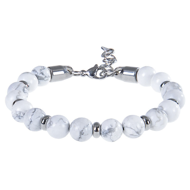 Pulsera protectora con varias cuentas de piedra natural de ojo de tigre y Buddha Stones - Turquesa blanca (circunferencia de la muñeca: 17-20 cm) - image 17