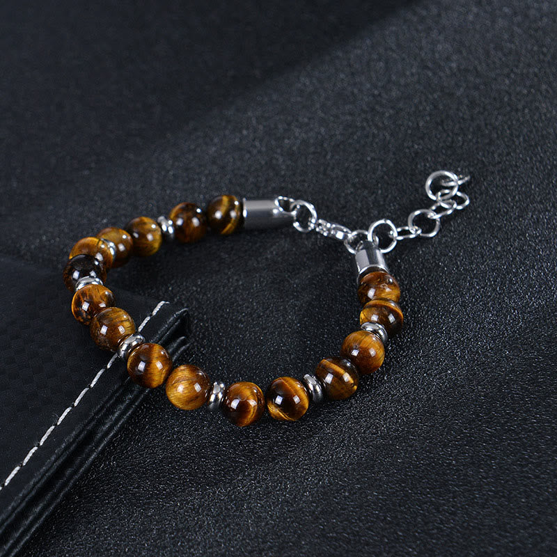 Pulsera protectora con varias cuentas de piedra natural de ojo de tigre y Buddha Stones - image 1