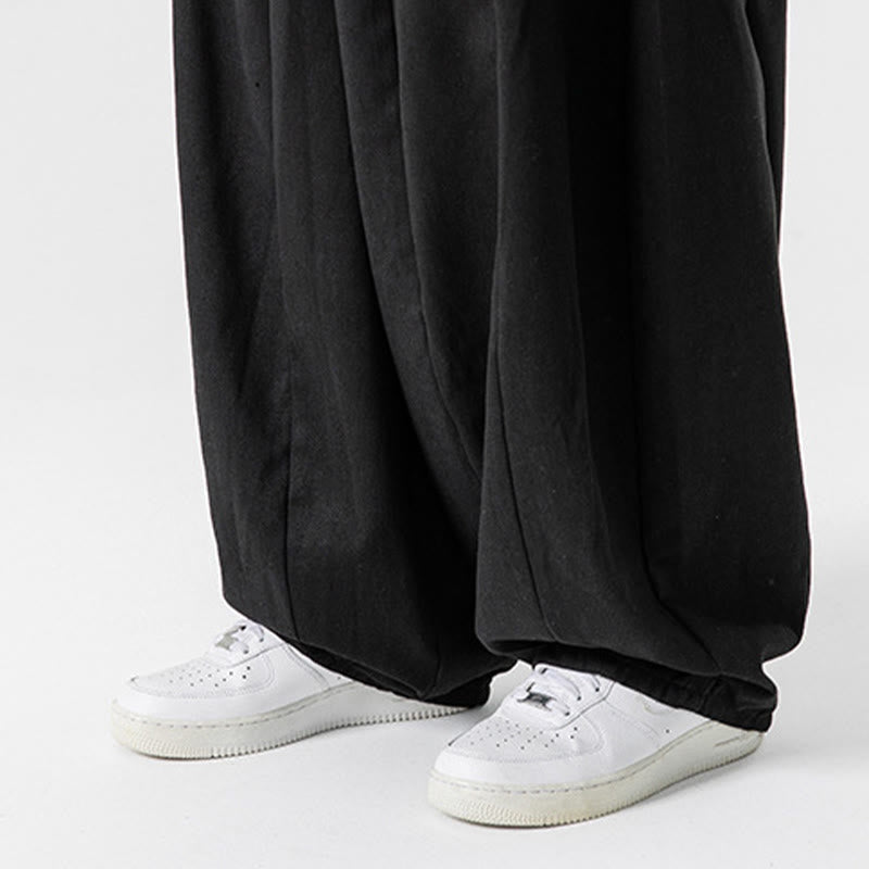Pantalones de algodón de pierna ancha con bolsillos para hombre, diseño de cordón liso, estilo viajero invernal Buddha Stones - image 47
