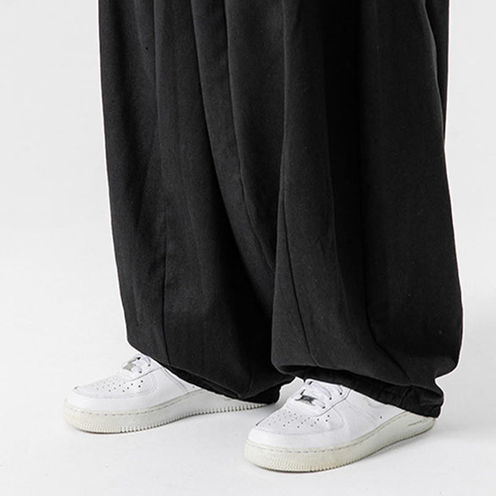 Pantalones de algodón de pierna ancha con bolsillos para hombre, diseño de cordón liso, estilo viajero invernal Buddha Stones - image 47