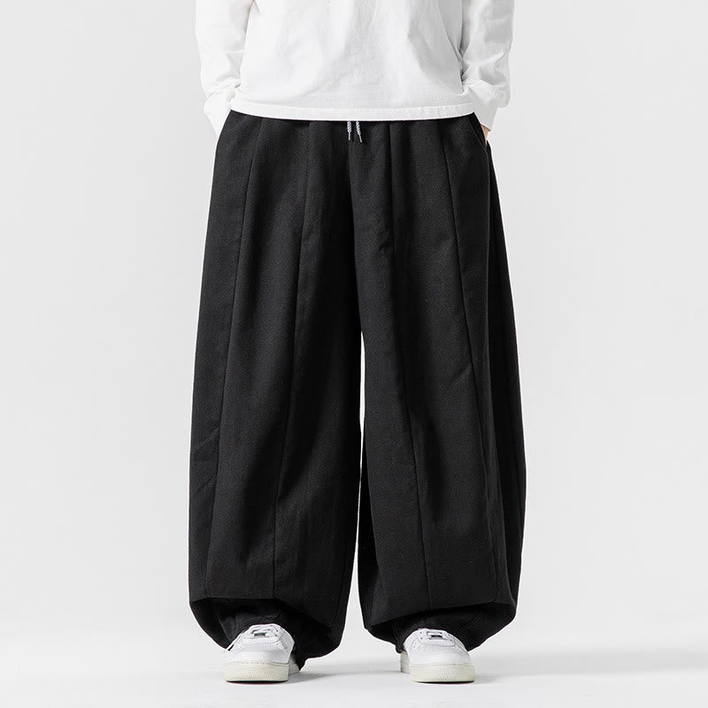 Pantalones de algodón de pierna ancha con bolsillos para hombre, diseño de cordón liso, estilo viajero invernal Buddha Stones - Negro - US/UK/AU46, EU56 (5XL) - image 38