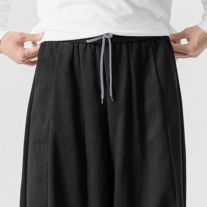 Pantalones de algodón de pierna ancha con bolsillos para hombre, diseño de cordón liso, estilo viajero invernal Buddha Stones - image 45