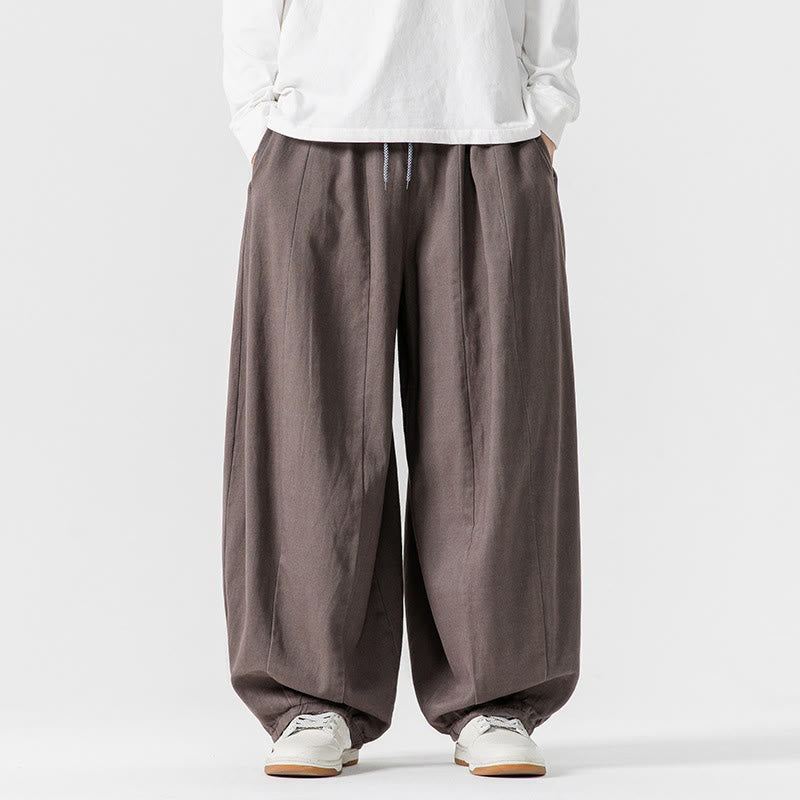 Pantalones de algodón de pierna ancha con bolsillos para hombre, diseño de cordón liso, estilo viajero invernal Buddha Stones - Broncearse - US/UK/AU46, EU56 (5XL) - image 24