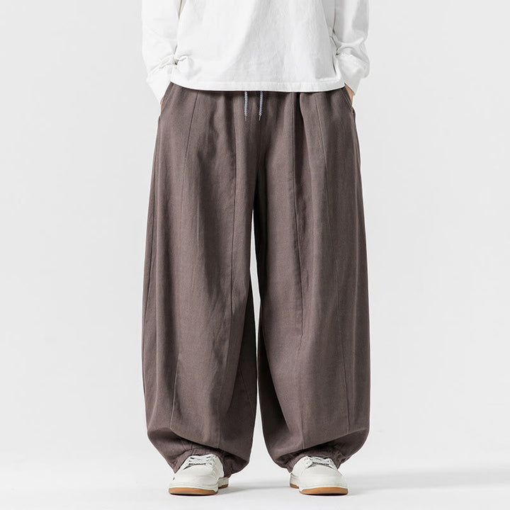 Pantalones de algodón de pierna ancha con bolsillos para hombre, diseño de cordón liso, estilo viajero invernal Buddha Stones - Broncearse - US/UK/AU46, EU56 (5XL) - image 24