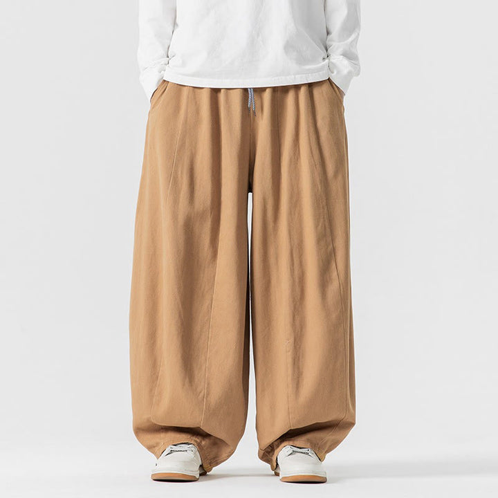 Pantalones de algodón de pierna ancha con bolsillos para hombre, diseño de cordón liso, estilo viajero invernal Buddha Stones - Navajo Blanco - US/UK/AU46, EU56 (5XL) - image 8