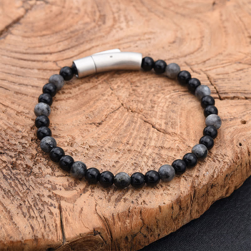 Buddha Stones Pulsera positiva de ojo de tigre con piedra brillante negra y turquesa - Piedra negra brillante (circunferencia de la muñeca: 17-18 cm) - image 4