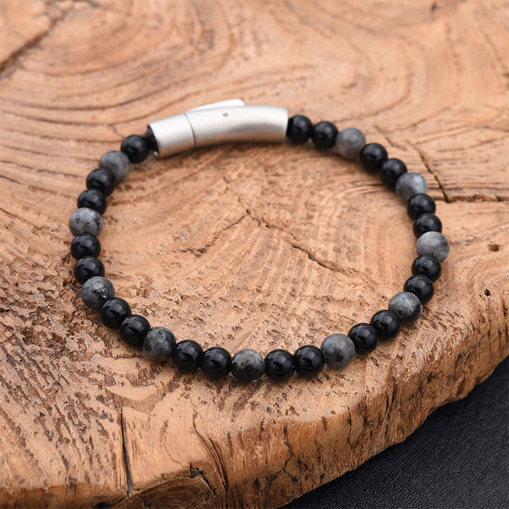 Buddha Stones Pulsera positiva de ojo de tigre con piedra brillante negra y turquesa - Piedra negra brillante (circunferencia de la muñeca: 17-18 cm) - image 4