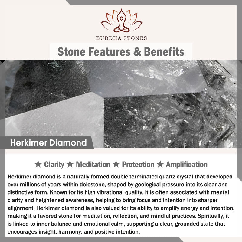 Pulsera de meditación con protección de diamantes Herkimer de Buddha Stones - image 4