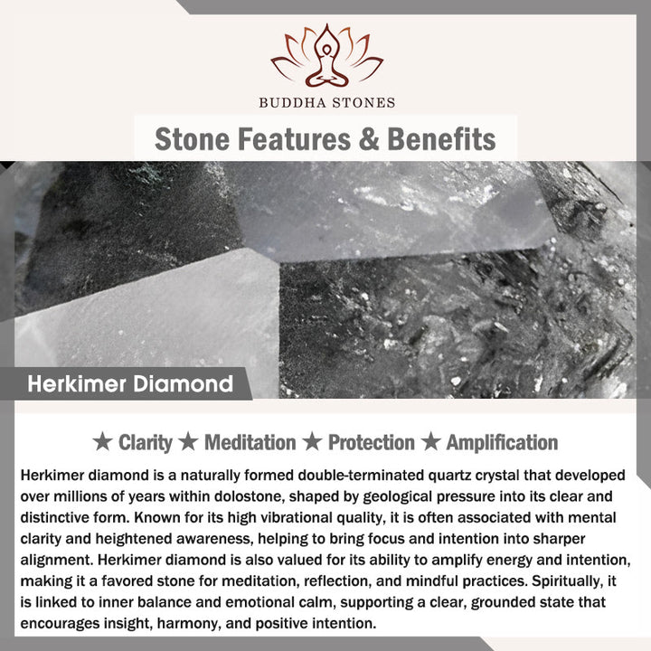 Pulsera de meditación con protección de diamantes Herkimer de Buddha Stones - image 4