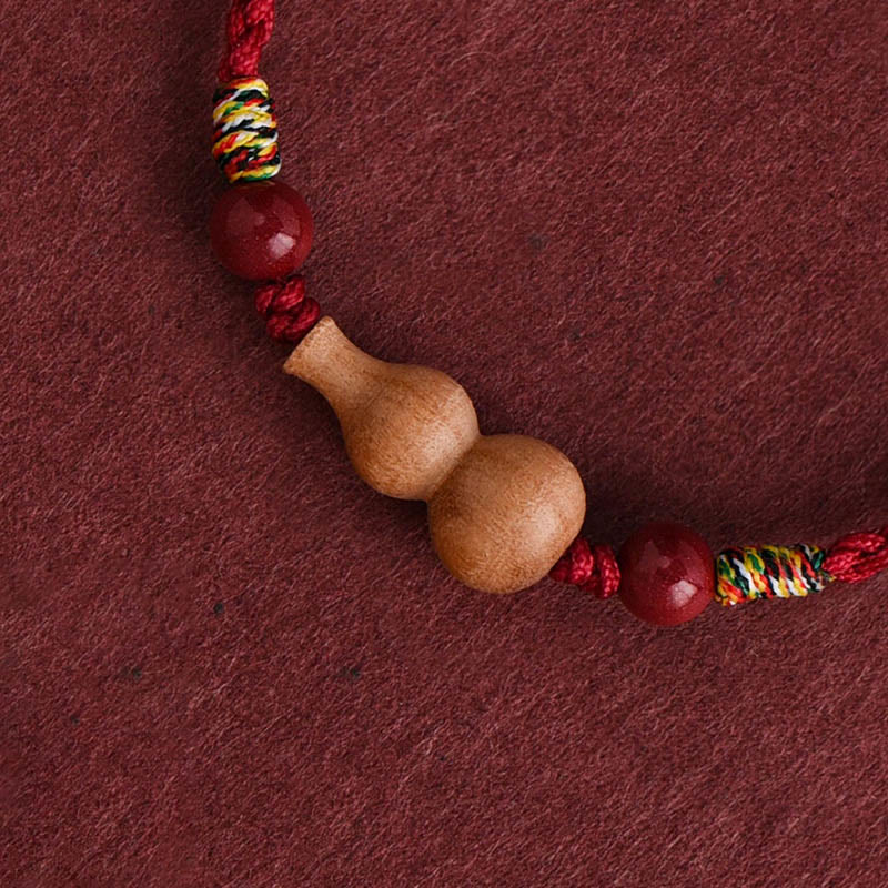 Pulsera ajustable de madera de melocotón con Buddha Stones y calabaza para la riqueza y la suerte - image 1