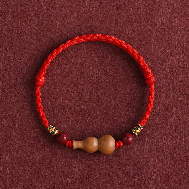 Pulsera ajustable de madera de melocotón con Buddha Stones y calabaza para la riqueza y la suerte - Cuerda roja (circunferencia de la muñeca: 15-19 cm) - image 5