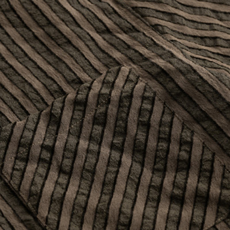 Camisa de algodón de manga larga con cuello alto, botones y rayas vintage para hombre de Buddha Stones - image 13