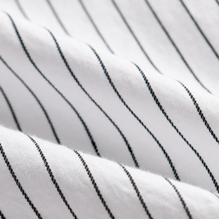 Camisa de algodón de manga larga con cuello alto y rayas 2 en 1 para hombre Buddha Stones Fall - image 9