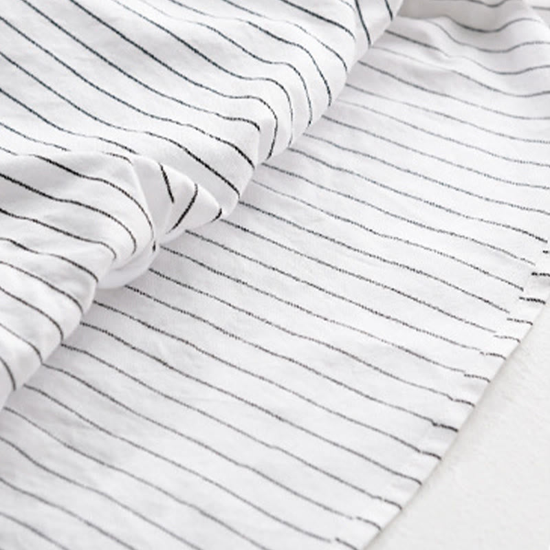 Camisa de algodón de manga larga con cuello alto y rayas 2 en 1 para hombre Buddha Stones Fall - image 7