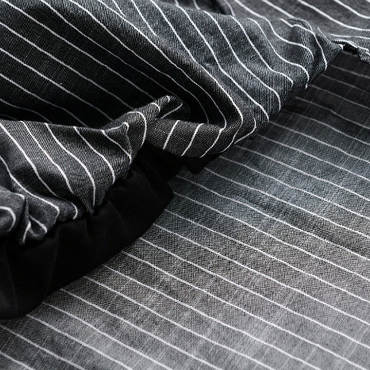 Camisa de algodón de manga larga con cuello alto y rayas 2 en 1 para hombre Buddha Stones Fall - image 12