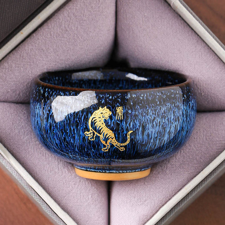 Taza de té de cerámica con diseño de Buddha Stones y el año del Caballo (135 ml) - Tigre 7,5 cm x 4,8 cm x 135 ml - image 3