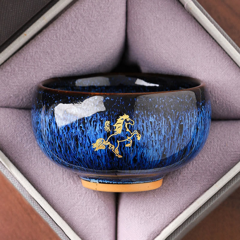 Taza de té de cerámica con diseño de Buddha Stones y el año del Caballo (135 ml) - Caballo 7,5 cm x 4,8 cm x 135 ml - image 0