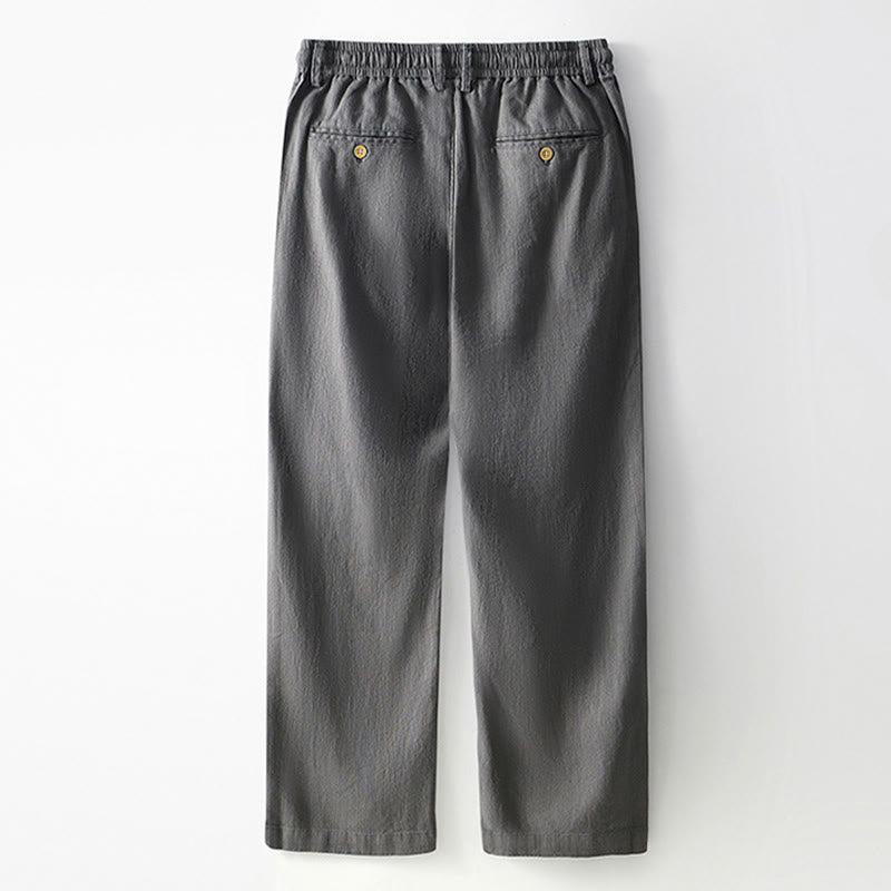 Pantalones anchos de lino con cremallera y cordón para hombre, con estampado de Buddha Stones caídas, con bolsillos - image 1