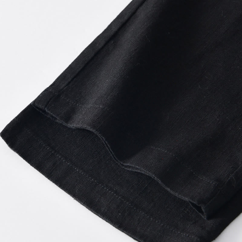 Pantalones anchos de lino con cremallera y cordón para hombre, con estampado de Buddha Stones caídas, con bolsillos - image 13