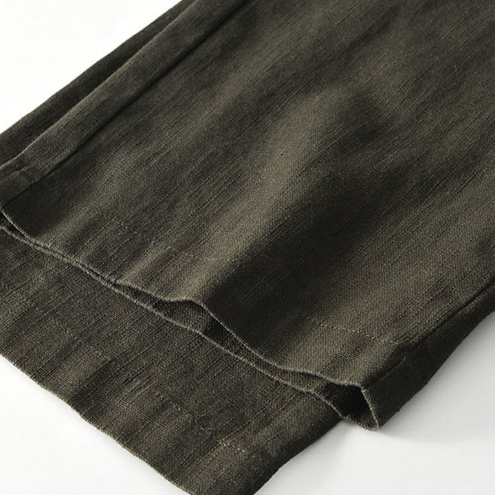 Pantalones anchos de lino con cremallera y cordón para hombre, con estampado de Buddha Stones caídas, con bolsillos - image 19