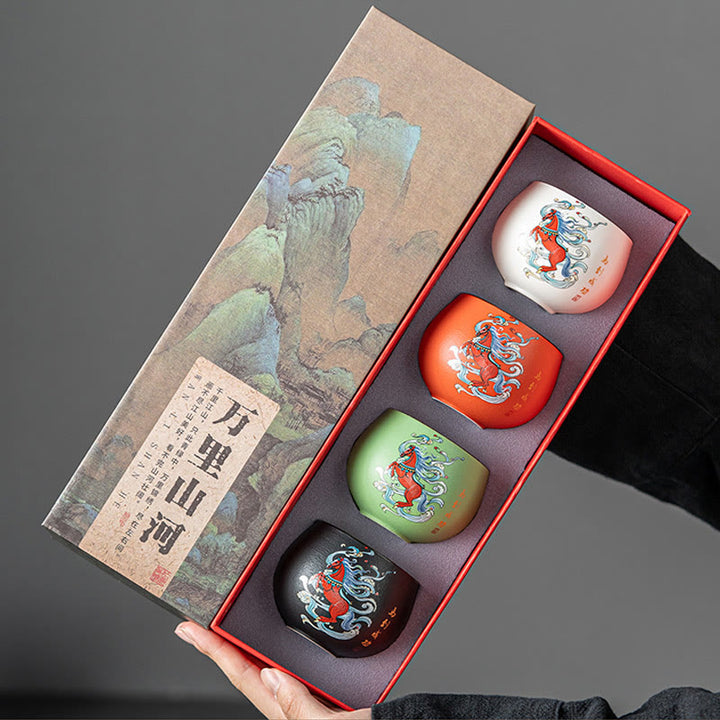 Taza de té de cerámica pintada a mano con Buddha Stones del Año del Caballo, taza de té de Kung Fu  - image 2