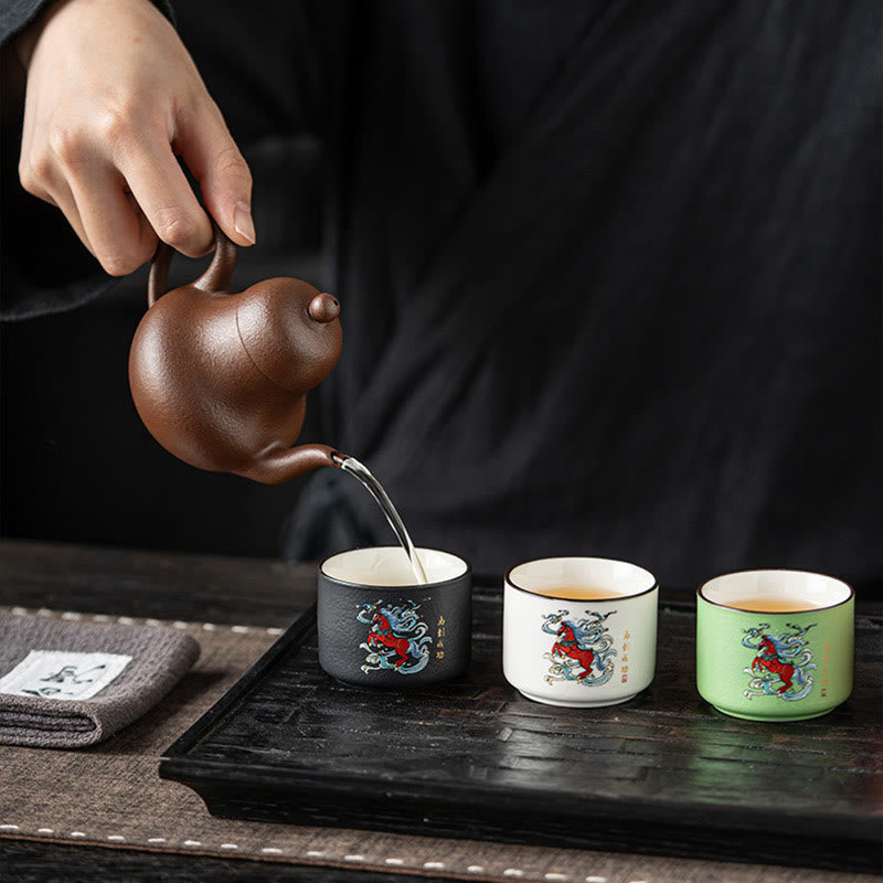 Taza de té de cerámica pintada a mano con Buddha Stones del Año del Caballo, taza de té de Kung Fu  - image 10