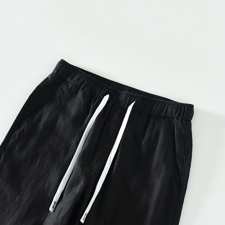 Pantalones de lino hasta el tobillo para hombre con cintura elástica y cordón ajustable con Buddha Stones y bolsillos - image 6