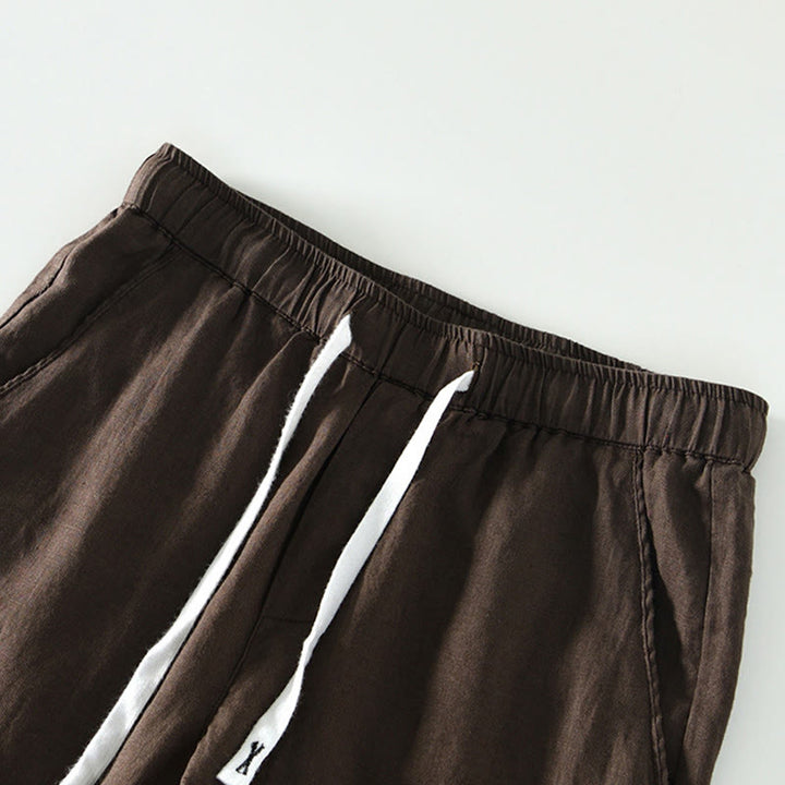 Pantalones de lino hasta el tobillo para hombre con cintura elástica y cordón ajustable con Buddha Stones y bolsillos - image 13