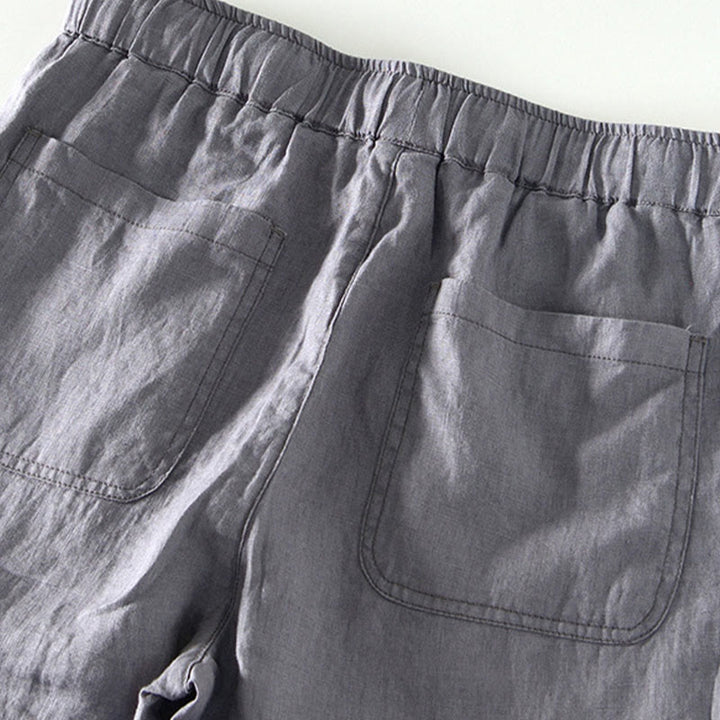 Pantalones de lino hasta el tobillo para hombre con cintura elástica y cordón ajustable con Buddha Stones y bolsillos - image 17