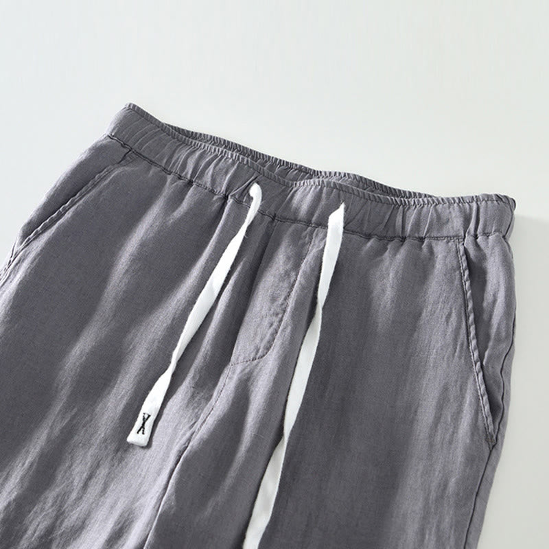 Pantalones de lino hasta el tobillo para hombre con cintura elástica y cordón ajustable con Buddha Stones y bolsillos - image 16