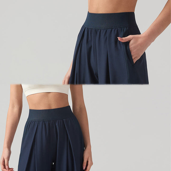 Pantalones deportivos de yoga con bolsillos y pierna ancha para mujer, transpirables, de color liso, con Buddha Stones - image 11