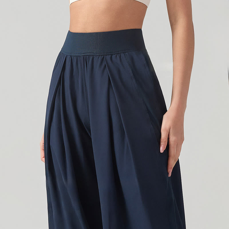 Pantalones deportivos de yoga con bolsillos y pierna ancha para mujer, transpirables, de color liso, con Buddha Stones - image 10