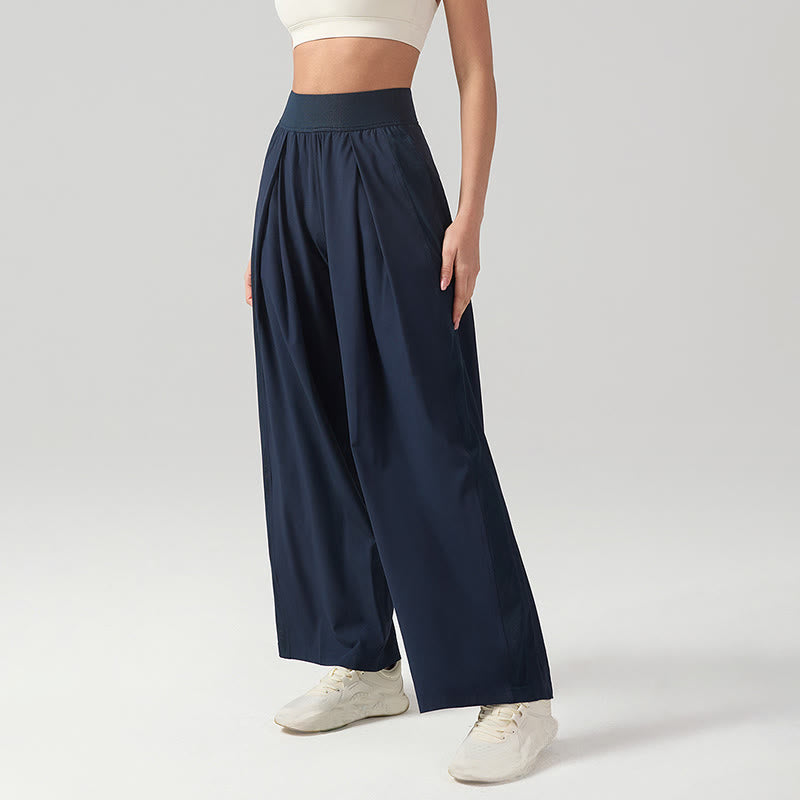 Pantalones deportivos de yoga con bolsillos y pierna ancha para mujer, transpirables, de color liso, con Buddha Stones - image 7