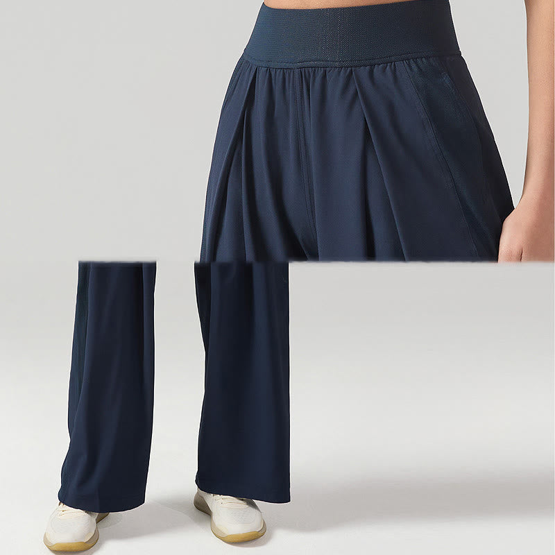 Pantalones deportivos de yoga con bolsillos y pierna ancha para mujer, transpirables, de color liso, con Buddha Stones - image 12