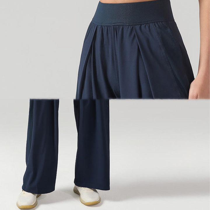 Pantalones deportivos de yoga con bolsillos y pierna ancha para mujer, transpirables, de color liso, con Buddha Stones - image 12