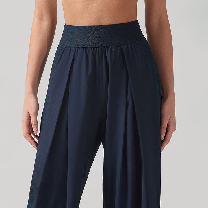 Pantalones deportivos de yoga con bolsillos y pierna ancha para mujer, transpirables, de color liso, con Buddha Stones - image 9