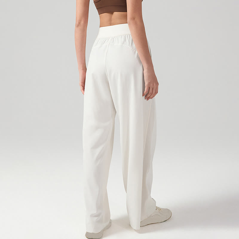 Pantalones deportivos de yoga con bolsillos y pierna ancha para mujer, transpirables, de color liso, con Buddha Stones - image 2