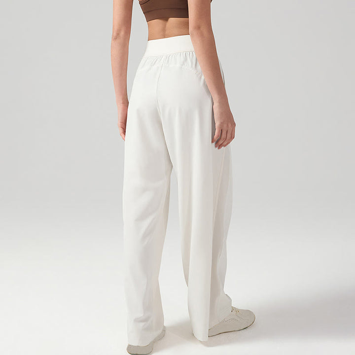 Pantalones deportivos de yoga con bolsillos y pierna ancha para mujer, transpirables, de color liso, con Buddha Stones - image 2