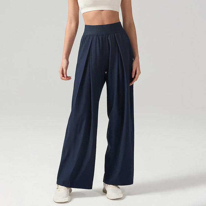 Pantalones deportivos de yoga con bolsillos y pierna ancha para mujer, transpirables, de color liso, con Buddha Stones - image 6