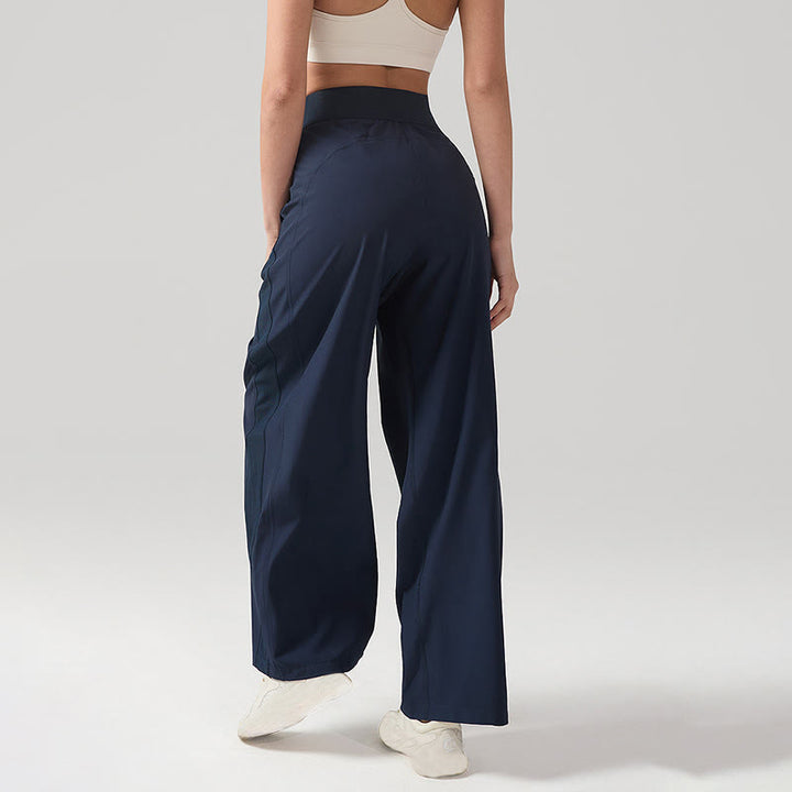 Pantalones deportivos de yoga con bolsillos y pierna ancha para mujer, transpirables, de color liso, con Buddha Stones - image 8