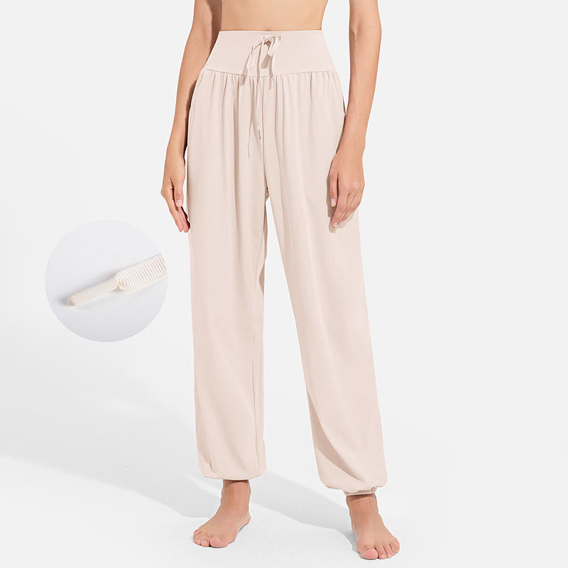 Pantalones deportivos de yoga con cintura elástica y cordón ajustable para mujer, con Buddha Stones y bolsillos. - seda de maíz - US8-10，UK/AU12-14，EU40-42 (2XL) - image 8