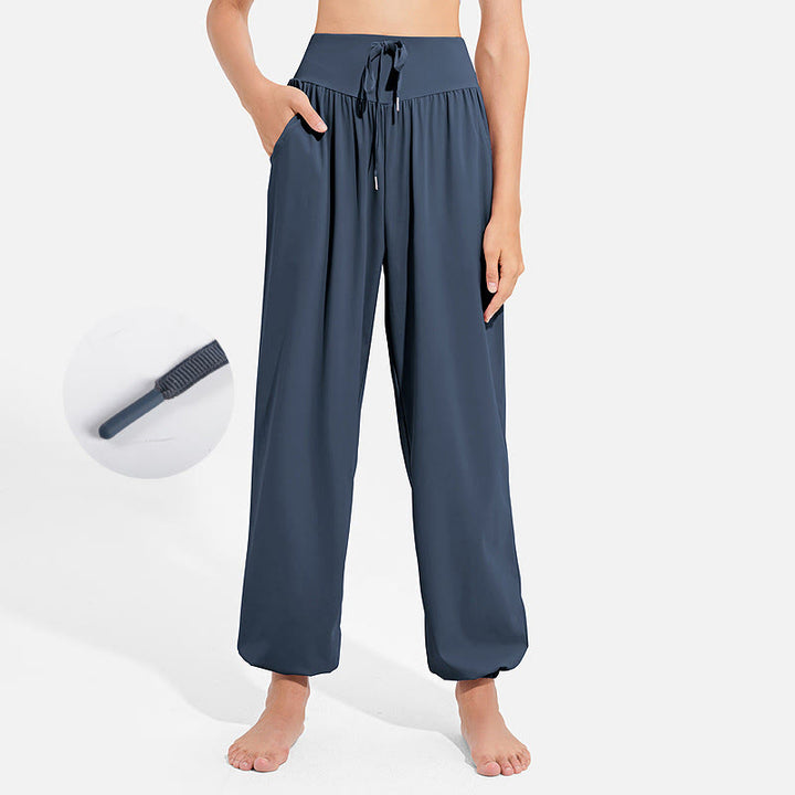 Pantalones deportivos de yoga con cintura elástica y cordón ajustable para mujer, con Buddha Stones y bolsillos. - Azul acero - US8-10，UK/AU12-14，EU40-42 (2XL) - image 21