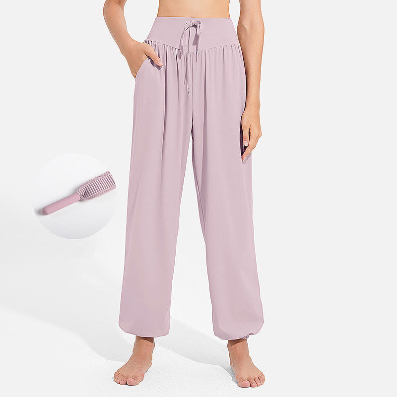 Pantalones deportivos de yoga con cintura elástica y cordón ajustable para mujer, con Buddha Stones y bolsillos. - Rubor lavanda - US8-10，UK/AU12-14，EU40-42 (2XL) - image 12