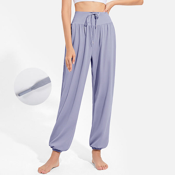 Pantalones deportivos de yoga con cintura elástica y cordón ajustable para mujer, con Buddha Stones y bolsillos. - Azul acero claro - US8-10，UK/AU12-14，EU40-42 (2XL) - image 0