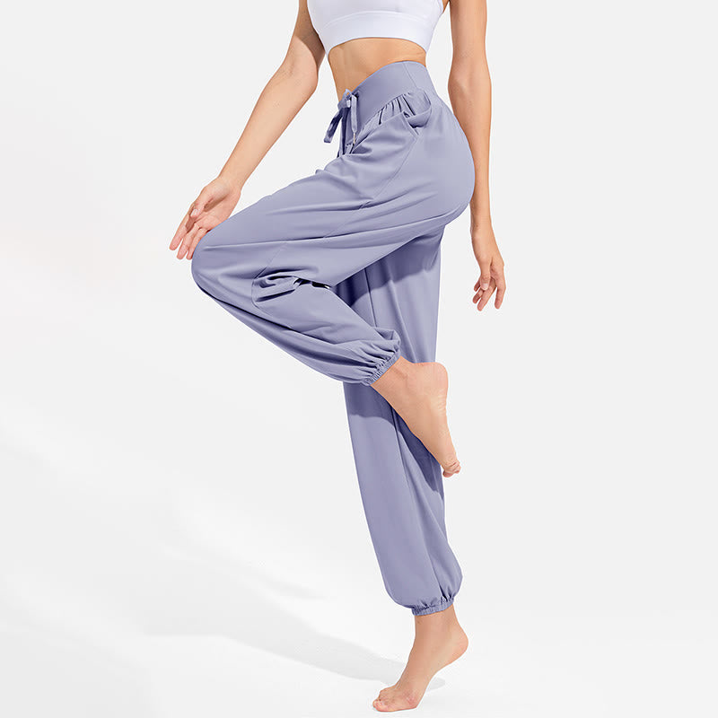 Pantalones deportivos de yoga con cintura elástica y cordón ajustable para mujer, con Buddha Stones y bolsillos. - image 2