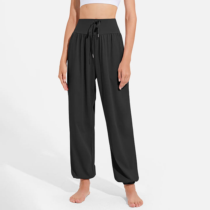 Pantalones deportivos de yoga con cintura elástica y cordón ajustable para mujer, con Buddha Stones y bolsillos. - image 5