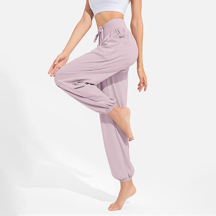 Pantalones deportivos de yoga con cintura elástica y cordón ajustable para mujer, con Buddha Stones y bolsillos. - image 15