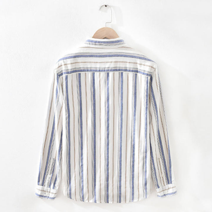 Camisa de algodón para hombre con Buddha Stones otoñales, bolsillos decorativos, botones, manga larga, manga tres cuartos y manga corta - image 2