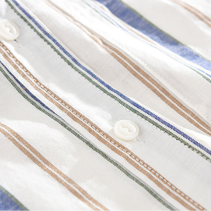 Camisa de algodón para hombre con Buddha Stones otoñales, bolsillos decorativos, botones, manga larga, manga tres cuartos y manga corta - image 7